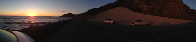 Pacific sunset on my way down to the meeting in a rental car